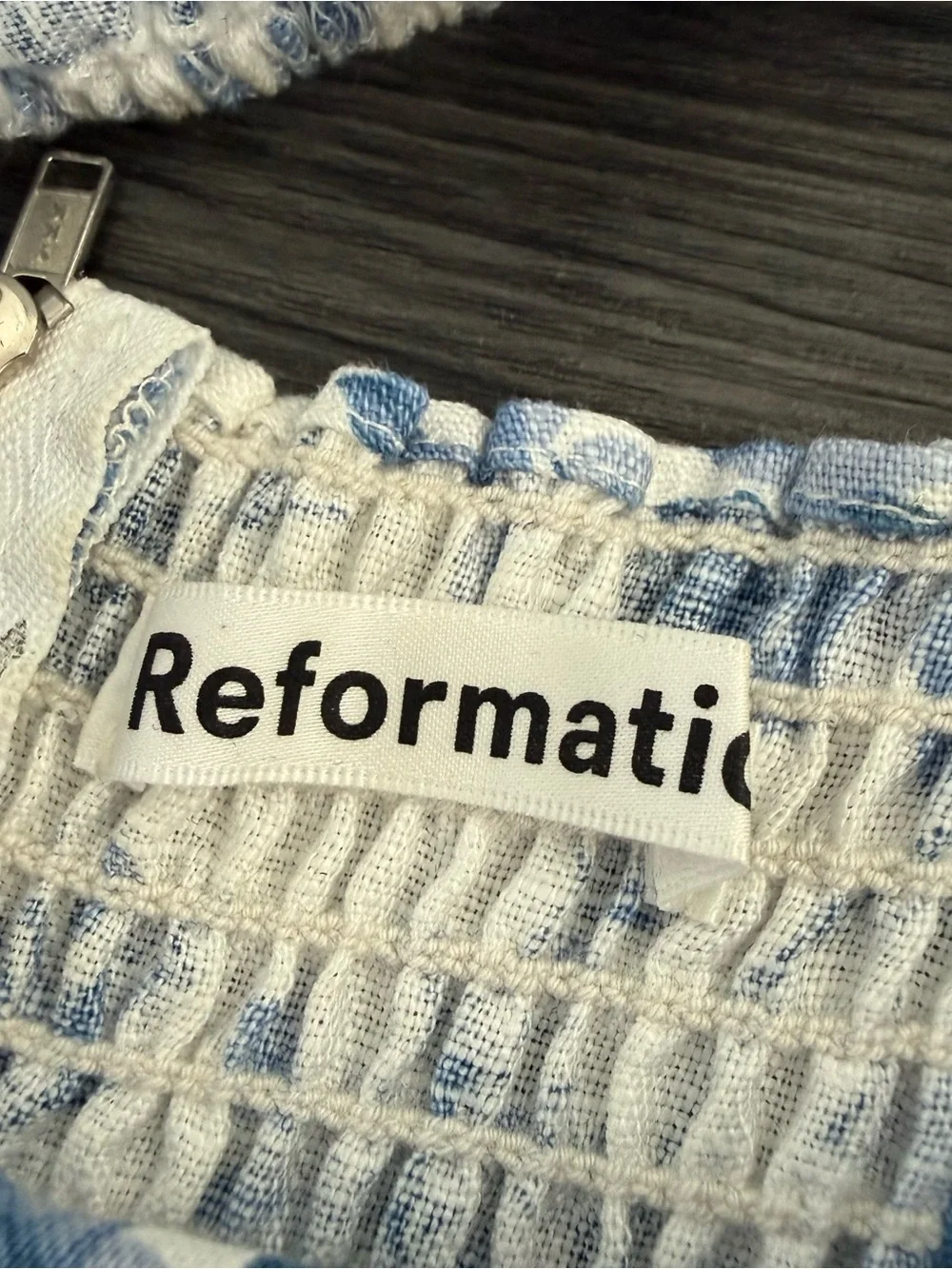 Reformation Blue Toile Spaulding Dress - Picture 11 of 12